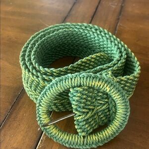 Vintage Green Yellow Woven Belt Hippie Boho Cottage 2"x45"